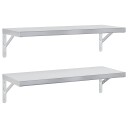  Vegghyller 2 stk 75x30 cm sølv rustfritt stål