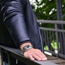 Alain Miller Herreklokke 39 mm med svart urskive og stållenke – Sølv/svart