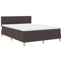  Fjæreramme seng med madrass & LED mørk brun 140x190 cm stoff