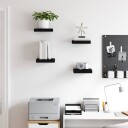 vidaXL Flytende vegghyller 4 stk svart 23x23,5x3,8 cm MDF