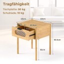 Nattbord i bambus med glassskuff – naturlig finish