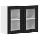 Svart Eik Hengende Glasskap 80x31x60 cm Laget av Konstruert Tre