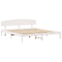  Sengeramme med Hodegjerde Hvit 180x200 cm Massiv Tre Furu