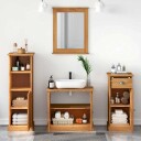  Baderomsinnredningssett 4 pcs honningbrun 37 x 34 x 110 cm