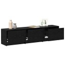  TV skap med LED lamper med skuff Svart Eik 162 x 34 x 40 cm