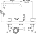 Vola KV4 Kjøkkenbatteri 212 mm tut, m/s.bar tut, Messing Natur