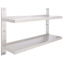 vidaXL Flytende vegghylle 2 niv?er rustfritt st?l 120x30 cm