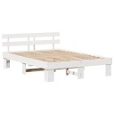  Sengestamme med hodegjerde Hvit 150 x 200 cm Massivt furutre