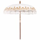 vidaXL Balinesisk parasoll med base Krem 215 x 215 x 260 cm