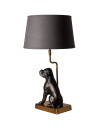 Hund bordlampe svart/gull