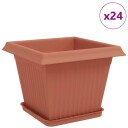 vidaXL Plantepotter 24 pcs Klinker Rød 28,5 x 28,5 x 22 cm Plast