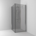 Svedbergs Skoga Kombi Rett Dusjhjørne Matt Aluminium / 100x90cm Røkfarget Glass