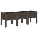 Plantekasse med ben brun 120x40x42 cm PP