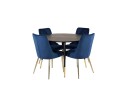 Venture Home Dipp Spisegruppe 115 cm Rund med 4 Velvet Stoler Sort