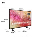 Samsung 65" Crystal UHD 4K Smart TV med HDR10+ og Tizen OS DU7105