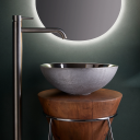 Bathco Brest Toppmontert Servant Ø40,5x15 cm, uten overløp, Sølv