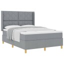  Box Spring Seng med Madrass Lys Grå 140x190 cm Stoffs