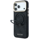 GUESS 4G Ring Stand MagSafe Mobildeksel for iPhone 17/18 Pro - Svart