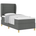  Box Spring Seng med Madrass i Mørk Grå 80x200 cm Stoff