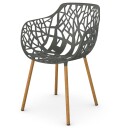 Fast Forest Stol med armlener Iroko/Metallic Grey