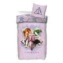 Licens Harry Potter sengetøy 140x200 cm Rosa Hogwarts skjold 2 i 1 design 100% bomull