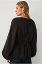 Ellos Collection   Bluse med knytbart belte   Brun