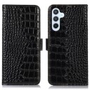 Samsung Galaxy S23 FE Crocodile Series Lommebok-deksel i Lær med RFID Svart
