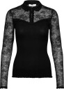 Rosemunde Rwbeatha Silk Ls Lace Polo T Shirt   Black   M