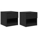  Sengeskap 2 pcs Svart eik 40 x 39 x 40 cm Konstruert tre