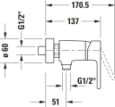 Duravit B.2 1-greps Dusjbatteri Krom
