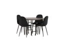 Venture Home Spisegruppe Hamnka 115 cm Rund med 4 Nicci Stoler Svart