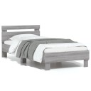 vidaXL Sengeramme med hodegavl grå sonoma 75x190 cm konstruert tre 8721012239234