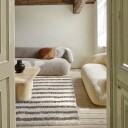 Ryetepper   Thira Stripe Cotton Shaggy kermanvärinen/taupe Størrelse: 80 x 150 cm