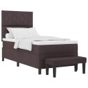  Box Spring Seng med Madrass & Benk Mørk Brun 100x200 cm Stoff
