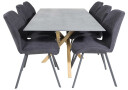 Venture Design Piazza & Gemma spisegruppe Grå/svart 6 st stoler & bord 180 x 90 cm