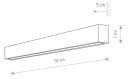 Euluna Vegglampe Straight M, 92 cm, hvit