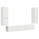  TV benksett Veggmontert 4 pcs Hvit Konstruert tre