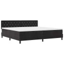  Bokseemed Bed med Madrass og LED Svart 200x200 cm Fløyel
