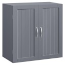 Baderomsskap med 2 dører 59,5×31×59,5 cm / veggskap med justerbar hylle – Grå