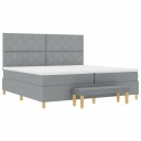  Sengeboks med madrass og benk lys grå 200x200 cm stoff