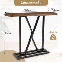 Konsollbord med geometrisk metallramme rustikk brun