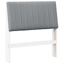  Polstret sengegavl Lysegrå 90 cm Massiv furu