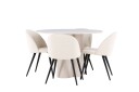 Olivia Spisegruppe 110 cm Rund med 4 Velvet stoler   Beige/Beige