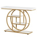 Konsollbord 105 cm hvit/gull / avlastningsbord / sidebord med hyller og metallramme
