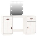 vidaXL Sminkebordsett med LED hvit heltre furu