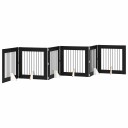 Vidaxl Foldbar Hundegitter Med Stativer 6 Stk. Svart Eik 482 cm