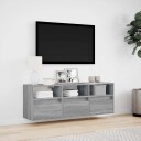  Vegghengt TV-benk med LED grå sonoma 130x31x45 cm