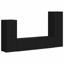  TV benksett Veggmontert 4 pcs Svart Konstruert tre
