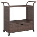  Serveringsvogn med skuff brun 100x45x97 cm polyrotting 316662