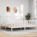 vidaXL Sengeramme med hodegavl hvit 6FT Super King heltre